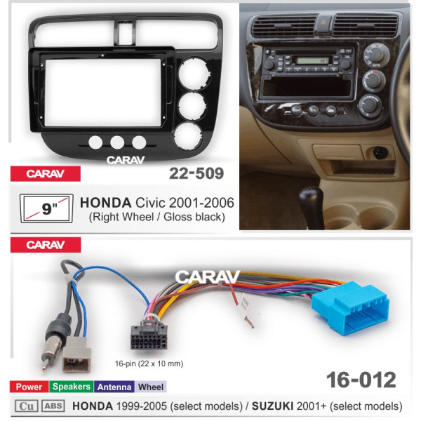 Комплект для установки HONDA Civic 2001-2006 Gloss Black 