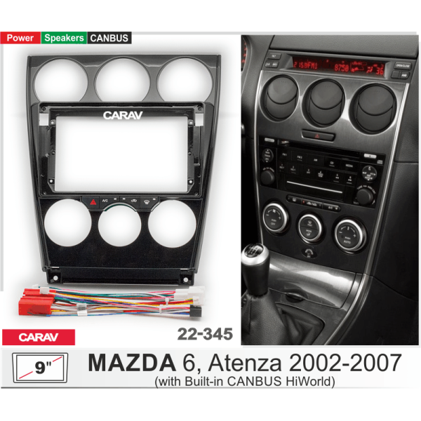 Комплект для установки MAZDA (6) Atenza 2002-2007 Gloss Black Built-in CANBUS Ruishengwei 
