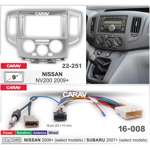 Комплект для установки NISSAN NV200 2009+