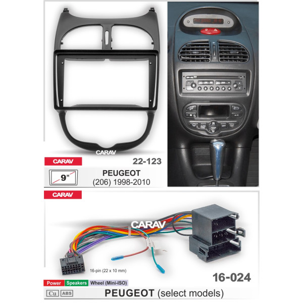 Комплект для установки PEUGEOT (206) 1998-2010