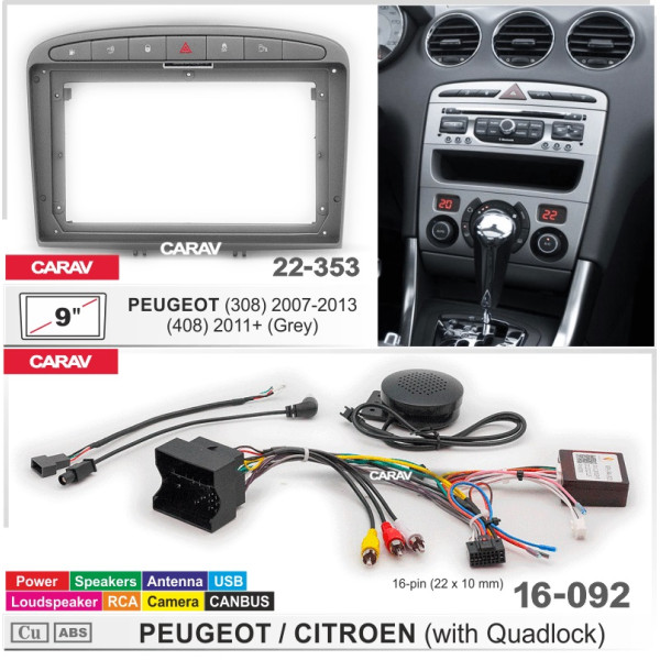 Комплект для установки PEUGEOT (308) 2007-2013, (408) 2011