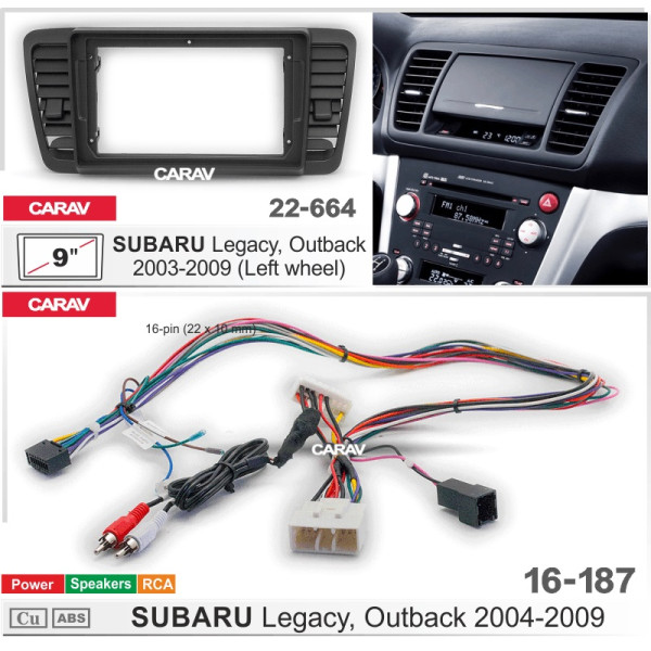 Комплект для установки SUBARU Legacy, Outback 2003-2009